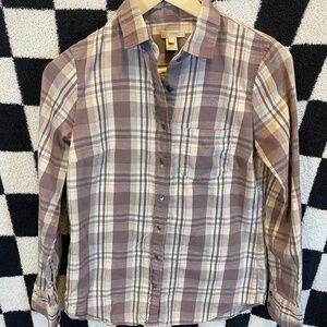 J Crew Button Down Purple Plaid Long Sleeve Pocket Shirt Womens 0